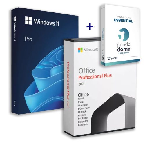 Microsoft Windows 11 Pro (OEM) + Office 2021 Professional Plus (Aktivácia online) + Panda Dome Essential (3 zariadenia / 1 rok) Family Pack