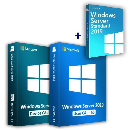 Microsoft Windows Server 2019 Standard (2 používatelia) + 2019 RDS User CAL (50 používateľov) + 2019 RDS Device CAL (50 zariadení) Business 19